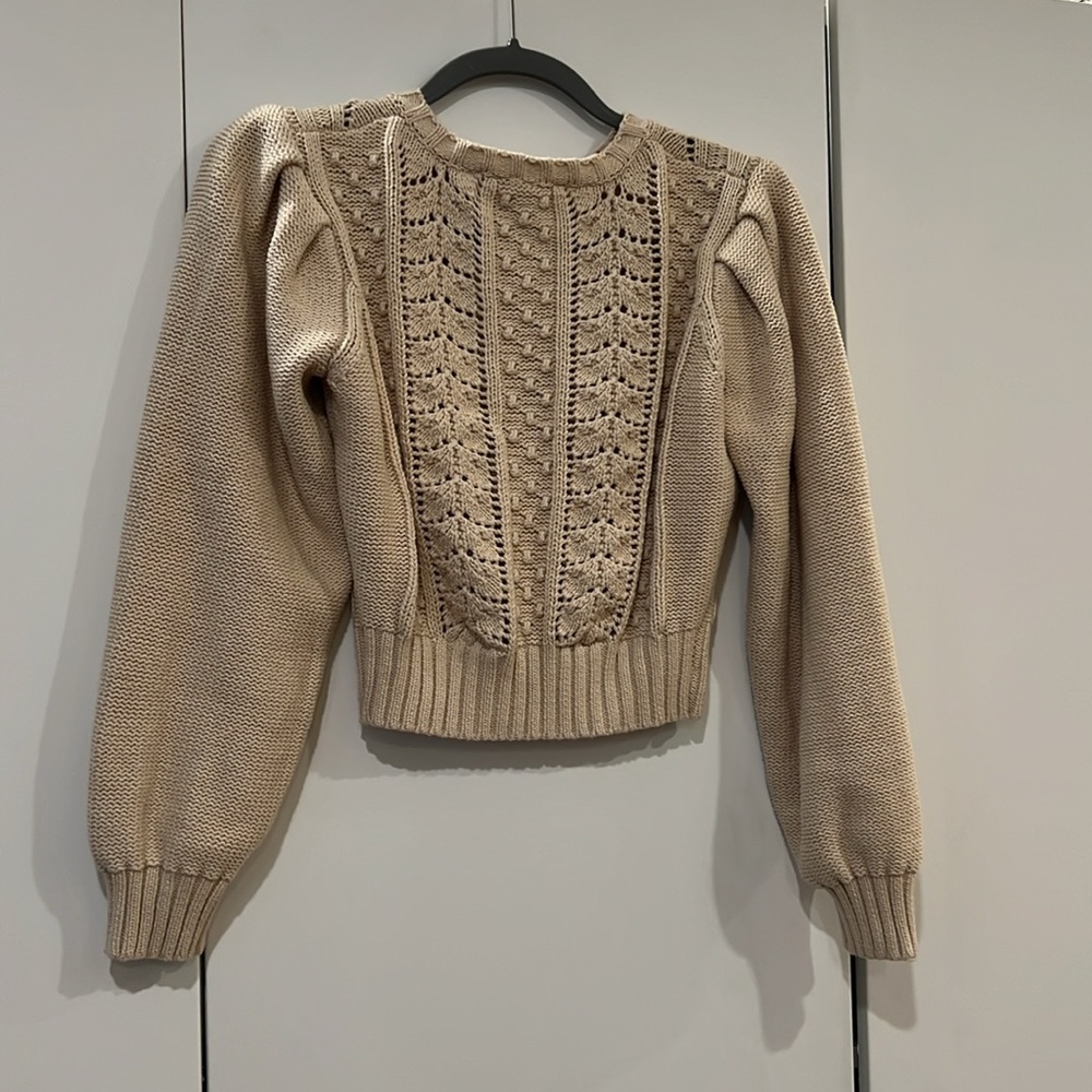 Astr Cream Knit Pointelle Button-Front Cardigan - Picture 7 of 9